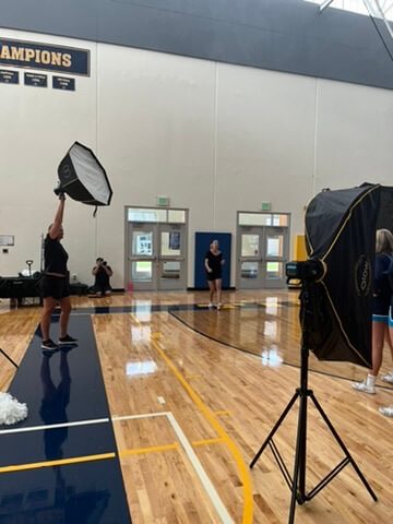 Black Iron Photography photo shoot in a school gym