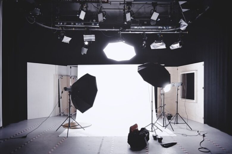 Studio lighting setup for portrait photography.