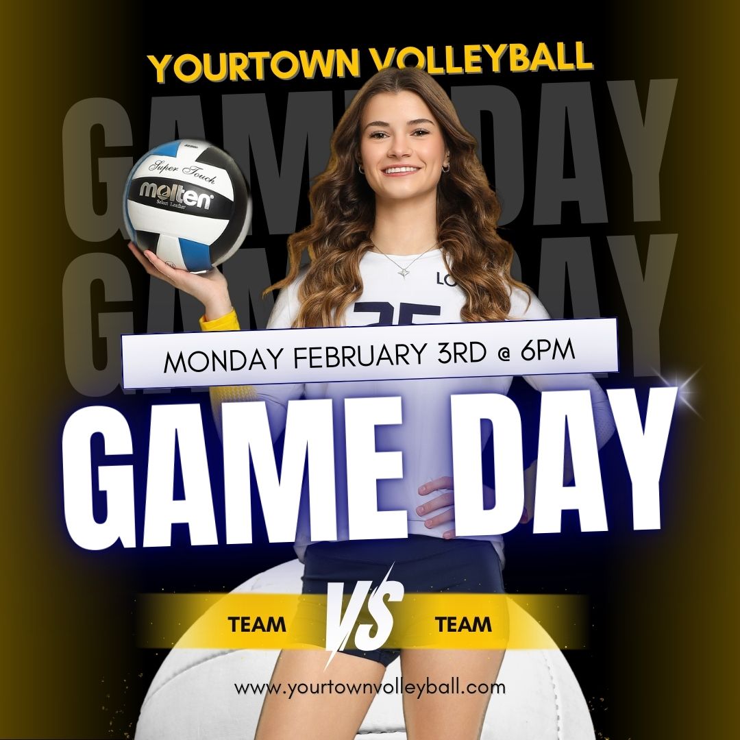 A high school volleyball player poses in a media day image